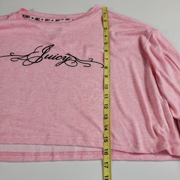 juicy by juicy couture Crop Top y2k soft Relaxed fit pink Long Sleeve XL - Picture 6 of 6